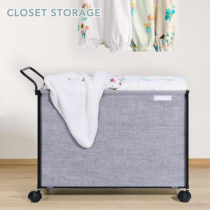 SWTYMIKI Large Toy Box Toy Storage - with Wheels Big Toy Chest for Kids Toy Organizer Bins, Toy Boxes for Kids Girls Boys, Stuffed Animals, Clothes, Nursery Bedroom 23.6" L x 17.7" H x 11.8" W