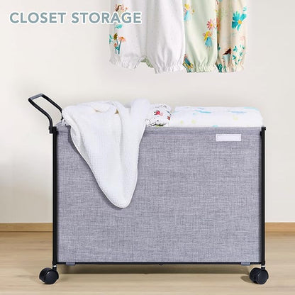 SWTYMIKI Large Toy Box Toy Storage - with Wheels Big Toy Chest for Kids Toy Organizer Bins, Toy Boxes for Kids Girls Boys, Stuffed Animals, Clothes, Nursery Bedroom 23.6" L x 17.7" H x 11.8" W
