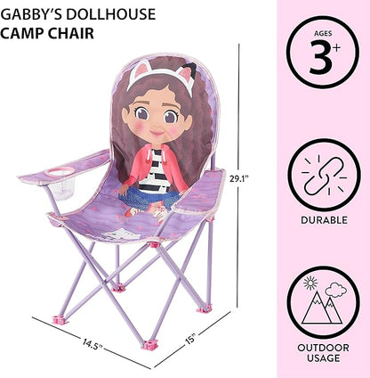 Idea Nuova Kids Indoor-Outdoor Folding Camp Chair, Gabbys Dollhouse