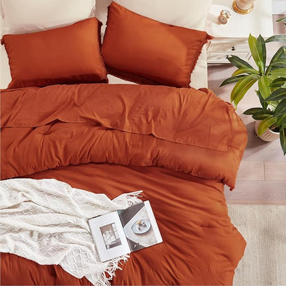 Andency California King Comforter Set Burnt Orange - 3 Pieces Cal King Boho Terracotta Lightweight Bedding Comforter Sets, Oversized All Season Soft Bed Set (104x96In Comforter & 2 Pillowcases)