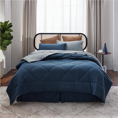 Bedsure Navy Twin XL Comforter Set - 5 Pieces Reversible Twin XL Bedding Sets, Navy Bed Set with Comforters, Sheets, Pillowcase & Sham
