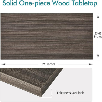 Kaboon Universal Tabletop 59.1"x23.62", Solid One-Piece Melamine Table Top, Double Desk L-Desk DIY, Home and Office Countertop,Eucalyptus/Dark Walnut