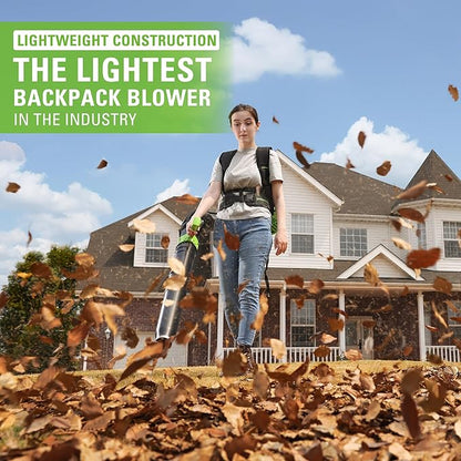 Greenworks 40V (175 MPH / 710 CFM) Dual Port Cordless Brushless Backpack Leaf Blower, (2) 8.0Ah Battery and Charger Included