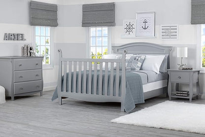 Delta Children Lancaster 4-in-1 Convertible Baby Crib, Grey + Serta Perfect Slumber Dual Sided Recycled Fiber Core Crib and Toddler Mattress (Bundle)