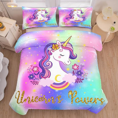 Tailor Shop Unicorn Comforter Sets Full Size,Unicorn Bedding Sets for Girls Kids Teens with 2 Pillowcase…