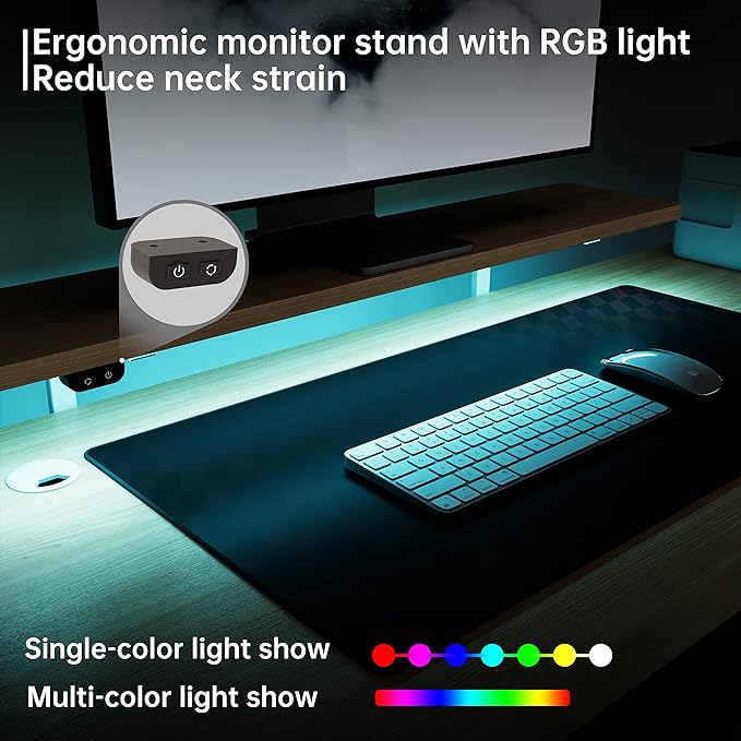 EUREKA ERGONOMIC Standing Desk Adjustable Height 61" Electric Sit Stand Computer Desk L Shaped with Keyboard Tray,Monitor Stand &LED, Dual Motor Memory Presets Sit to Desk Adjustable Desk, Right/Maple