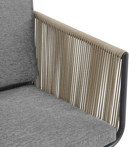Barton 3 Pieces Wicker Chair Set w/Glass Table Gray Outdoor Patio Furniture Wicker Rattan Modern Conversation Chat Seating