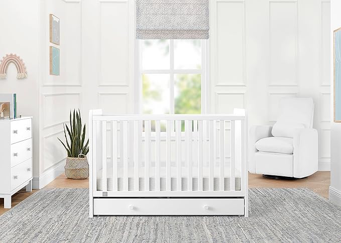 GAP babyGap Graham 4-in-1 Convertible Crib with Storage Drawer - Greenguard Gold Certified, Bianca White