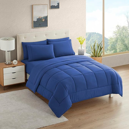Dorm Room Essentials College Bedding Comforter Set 5 Piece Twin XL Size Bed in a Bag for College Students Boys and Girls, Twin XL, Royal Blue