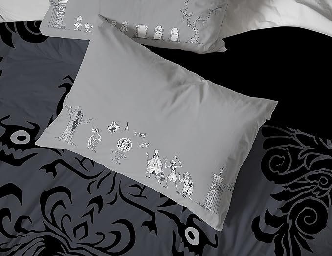 Jay Franco Disney Haunted Mansion Happy Haunts Damask 7 Piece Full Bed Set - includes Reversible Comforter & Sheet Set - Super Soft Fade Resistant Microfiber - (Official Disney Product)