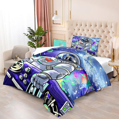 Astronaut Comforter Twin for Teens Boys Kids Girls Universe Outer Space Bedding Set Themed Astronaut Printed Pattern Kids Comforter for Boys Bedroom Decor, 1 Comforter 1 Pillowcases