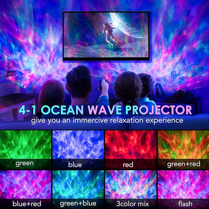 One Fire Gifts Box Galaxy Projector Light with 10 White Noise & Bluetooth Music, Remote Timer Galaxy Lights for Bedroom, Room Decor