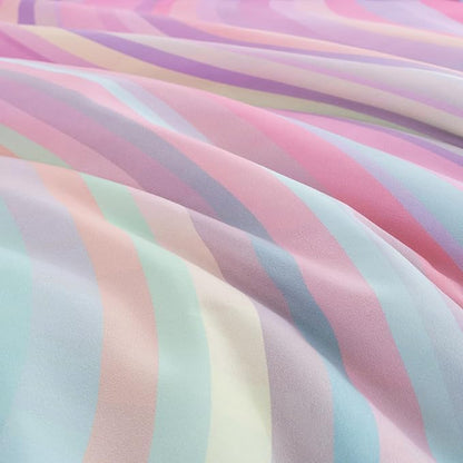 Btargot Super Soft 6 Pieces Gradient Wavy Line Comforter Set, Colorful Glitter Rainbow Star Pattern Bedding Set for Boys Girls Teens, Queen Pink Green