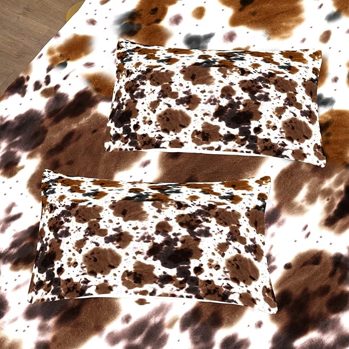 Tailor Shop Cow Print Comforter Sets Queen Size,Cow Print Bedding Set for Boys Teens Girls,Black White Queen Soft Microfiber Cowhide Bedding Set with 1 Comforter and 2 Pillowcases