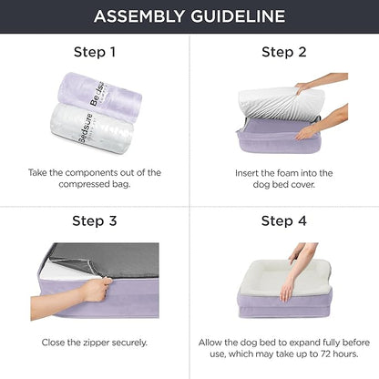 Bedsure XXL Orthopedic Dog Bed - Washable Great Dane Dog Sofa Beds for Giant Dogs, Supportive Foam Pet Couch Bed with Removable Washable Cover, Waterproof Lining and Nonskid Bottom, Lavender