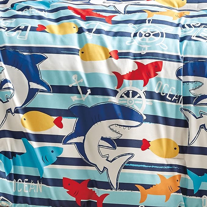 for Kids Ocean Life 4-Piece Comforter Set - Beautiful Motif Design Bedding Set with Embrodery Print