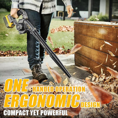 LIVOWALNY Lightweight Battery Leaf Blower: Cordless Battery Operated Blower for Dewalt 20v Battery - Electric Leaf Blowers & Vacuum 2-in-1 with 3 Speed Mode for Yard Driveway Patio Garage Sidewalk