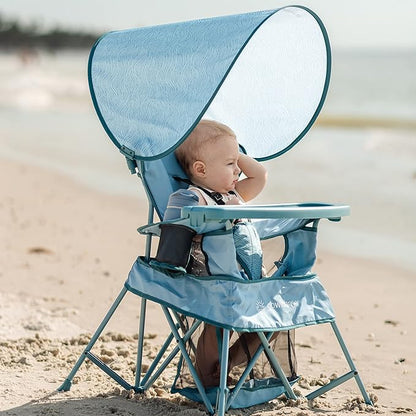 Baby Delight Go with Me Venture Portable Chair | Indoor and Outdoor | Sun Canopy | 3 Child Growth Stages | Blue Wave