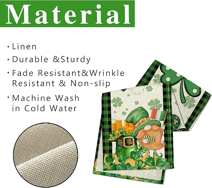 St Patricks Day Table Runner 72 Inches Long Gnome Shamrock Table Runner Happy Saint Patrick’s Day Decor for Kitchen Dining Table Home Party Decorations