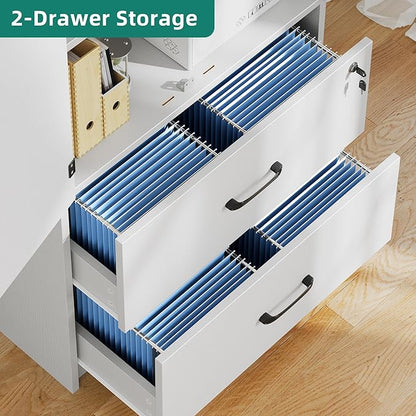 YITAHOME Wood File Cabinets, Heavy Duty Garage Tool Cabinets with Doors & Adjustable Shelves, Big Storage Filing Lockers for Home Office, Living Room, Pantry, Gym, Basement, Warehouse, White