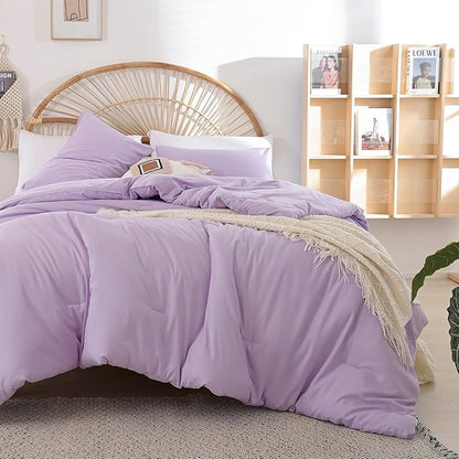 Lavender King Size Comforter Set 3 Piece Soft Microfiber Purple Comforters Set for Women and Girls Purple Lightweight Alternative Comforter for All Season (1 Comforter, 2 Pillowcases)