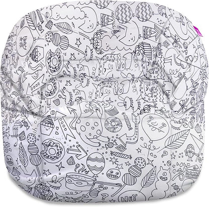 Posh Creations Structured Comfy Bean Bag Chair for Gaming, Reading, and Watching TV, Sonoma Lounge, Canvas Coloring Fabric - Creatures
