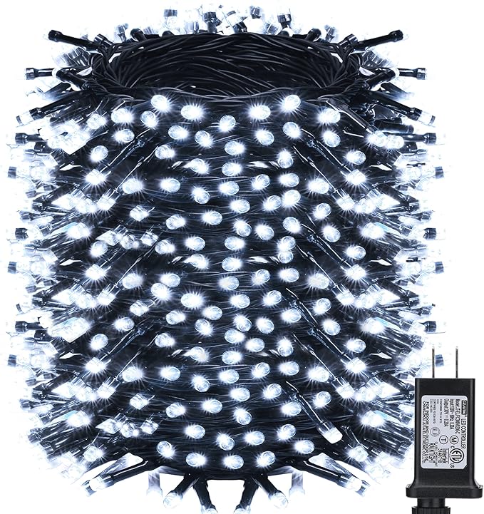Toodour Christmas Lights Outdoor, 213ft 600 LED Christmas String Lights, 8 Modes, Timer, Waterproof Christmas Fairy Twinkle Lights for Home Garden Yard Wedding Party Tree Xmas Decors - Cool White