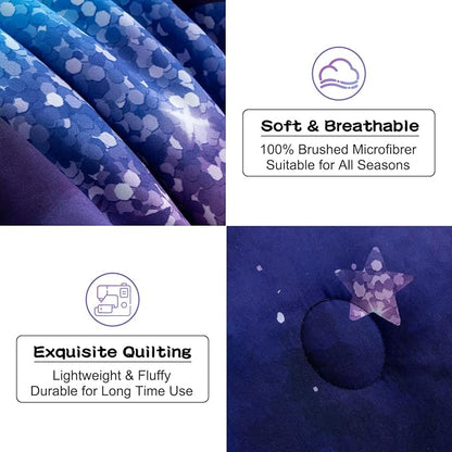 Meeting Story Dinosaur Comforter Set, Fluorescence Gradation Unicorn Twin Comforter Set, 3 PCS 1 Comforter and 2 Pillowcases in One Bag, All Season Bedspread for Kids Teens Adults（Twin）