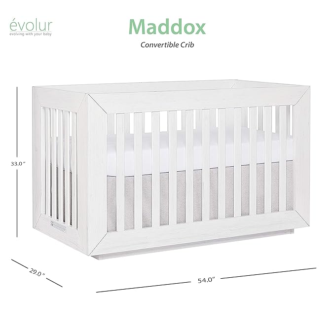Dream On Me Evolur Maddox Modern Crib, Weathered White