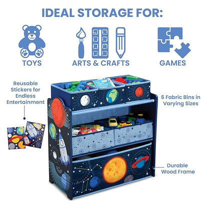 Delta Children Space Adventures Design & Store 6 Bin Toy Storage Organizer - Greenguard Gold Certified, Blue