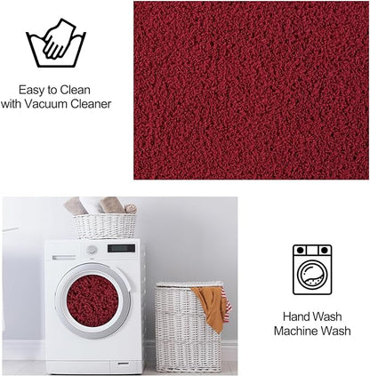 Area Rugs for Bedroom Living Room, 5x8 Rose Red Super Soft Comfy Thickened Memory-Foam Indoor Carpets, Modern Aesthetic Minimalist Carpet for Boys Girls Adults Apartment Nursery Home Décor
