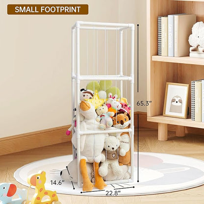 X-Large Stuffed Animal Zoo Storage Holder Stuffed Animal Storage Display Ideas PVC Plush with Bottom Net Toy Organizer Shelf Zoo Storage Cage for Doll Room Gift Play Room Nursery