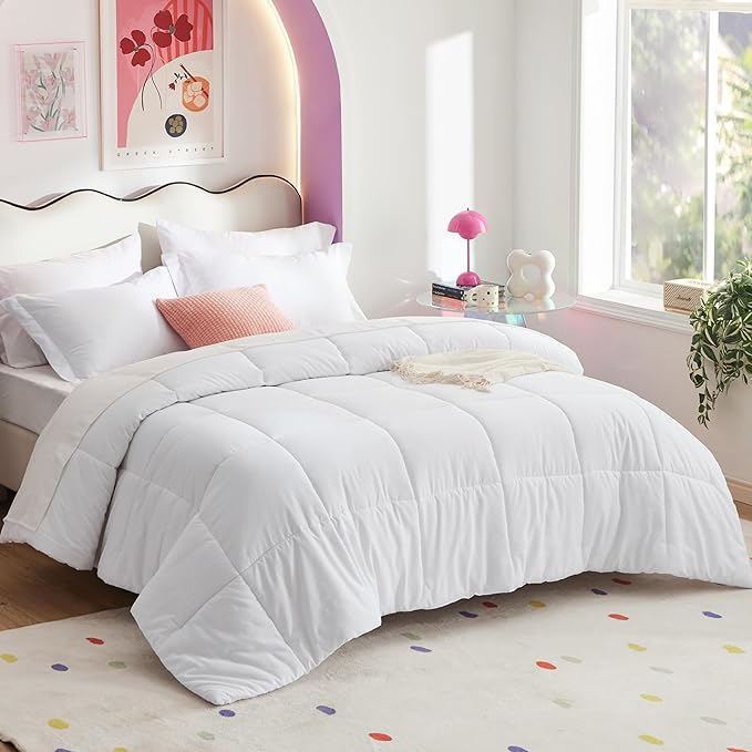 Bedsure White King Size Comforter Set - 7 Pieces Solid King Bed in a Bag, King Bed Set White with Comforters, Sheets, Pillowcases & Shams