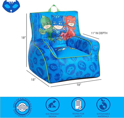 Idea Nuova PJ Mask Toddler Nylon Bean Bag Chair with Piping & Top Carry Handle, NK570401, Medium