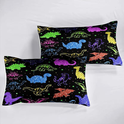 Cartoon Dinosaur Bedding Full Size, Kids Dinosaur Comforter Set for Boys Dinosaur Print Kids Bedding Set Soft Teens Boys Comforter Set Full Size (1 Comforter 2 Pillowcase)
