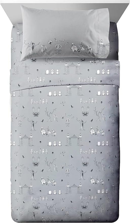 Jay Franco Disney Haunted Mansion Happy Haunts Damask 7 Piece Full Bed Set - includes Reversible Comforter & Sheet Set - Super Soft Fade Resistant Microfiber - (Official Disney Product)
