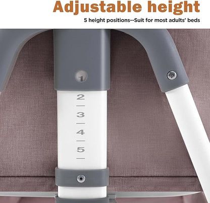 4 in 1 Baby Bassinet, Rocking Bassinets Bedside Sleeper with Comfy Mattress and Wheels, Height Adjustable Easy Folding Portable Bedside Crib for Newborn Infant,Khaki