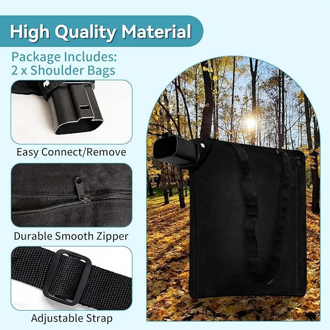 5140125-95 Leaf Blower Vacuum Vac Shoulder Bag Compatible with Black & Decker BV2900 BV3100 12 Amp Vacuum - Leaf Mulcher Bags Leaf Collection Bags Replaces 5140117-99, 2 Pack