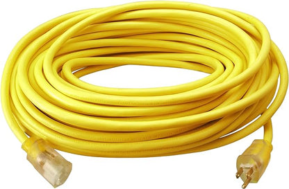 Worx 12 Amp TRIVAC 3-in-1 Electric Leaf Blower & Southwire 2588SW0002 Outdoor Cord-12/3 SJTW Heavy Duty 3 Prong Extension Cord-for Commercial Use (50', Yellow), 50 Feet