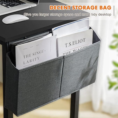 Computer Desk Home Office Desk 47 Inch Writing Desks Small Space Desk Study Table Modern Simple Style Work Table Student Desk PC Table with Storage Bag Headphone Hook Metal Frame for Home, Bedroom