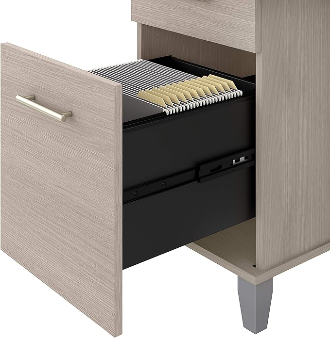 Bush Furniture Somerset 72W Office Desk with Drawers and Hutch in Sand Oak
