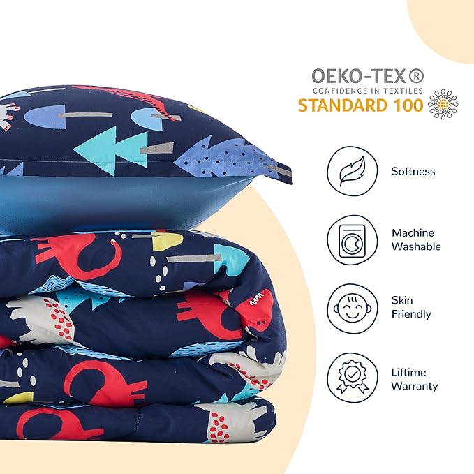 SLEEP ZONE Kids Bedding Full/Queen Comforter Set - Cute Printed for Boys, Girls, Teens, Super Soft, Fade Resistant (Dinosaur Land, Full/Queen)