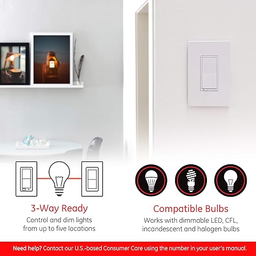 Enbrighten Zigbee Dimmer, QuickFit & SimpleWire, Pairs Directly with Echo 4th Gen/Echo Show 10/Echo Studio/Echo Plus/Eero Pro 6, Compatible with Alexa, Google Assistant, White & Light Almond, 43082
