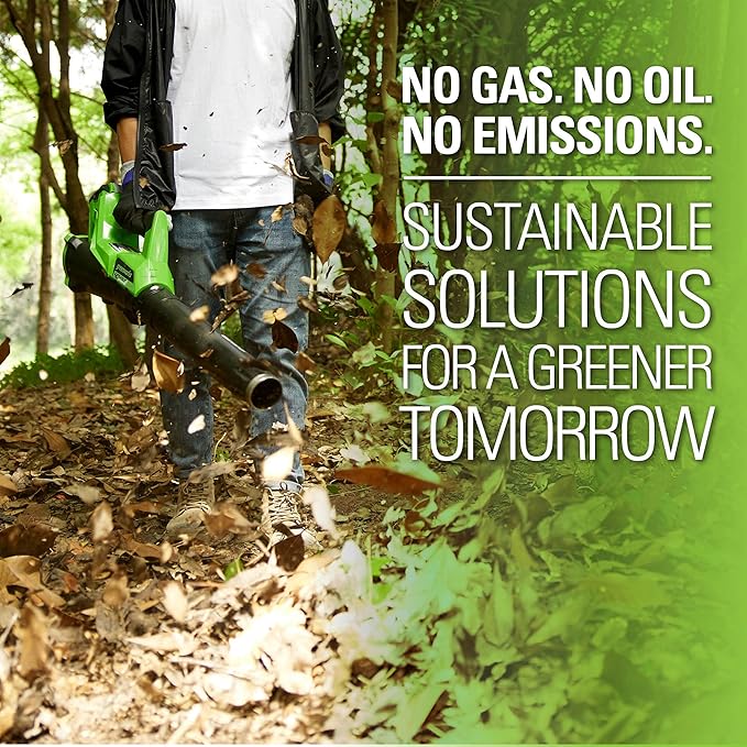 Greenworks 40V (115 MPH / 430 CFM) Brushless Axial Leaf Blower, 2.0Ah Battery and Charger Included