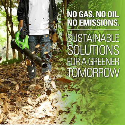 Greenworks 40V (115 MPH / 430 CFM) Brushless Axial Leaf Blower, 2.0Ah Battery and Charger Included