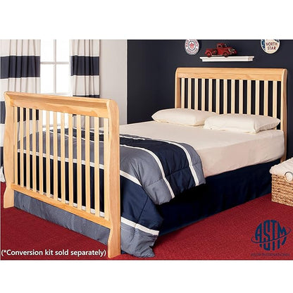 Ashton 4-In-1 Convertible Crib In Natural, Greenguard Gold, JPMA Certified, Non-Toxic Finishes, Features 4 Mattress Height Settings, Made Of Solid Pinewood