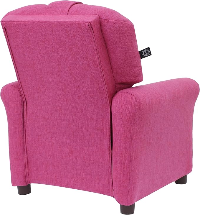 THE CREW FURNITURE Traditional Kids Recliner, Toddler Ages 1-5 Years, Home Décor Polyester Linen, Magenta