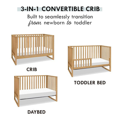Davinci Hunter 3-in-1 Convertible Crib, Honey, Easy Assemble, Greenguard Gold Certified