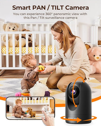 FOSCAM Home Security Camera R4S 4MP WiFi IP Camera,Wireless Baby Monitor with AI Human Detection Sound Detection 33ft Night Vision 2 Way Audio Camera Compatible with Alexa Black
