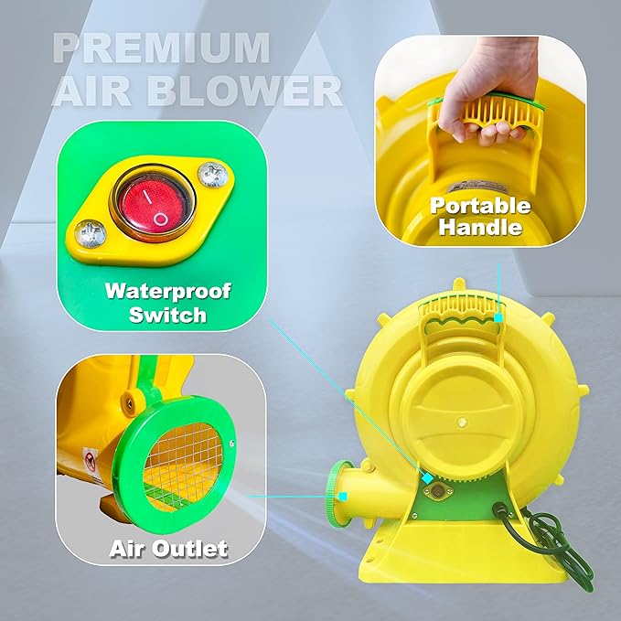 CoMiracle Air Blowers, 1.5 HP 1100 W Inflatable Bounce House Air Blower, Outdoor Inflatable Castle and Jump Slides Blower